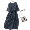 A new summer style of dark blue dress for women, which is slimming and shaping Item Picture